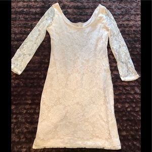 Hollister Cream Flower Lace Bodycon Midi Dress